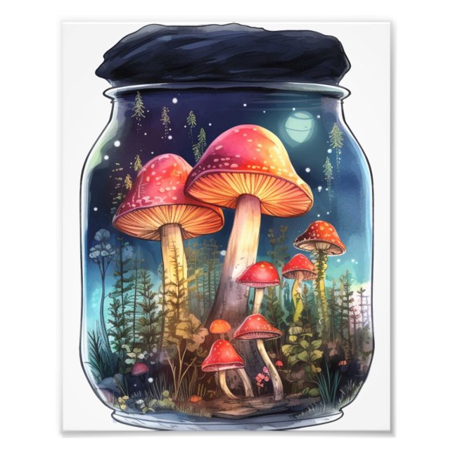 Magical Mushroom In Jars  Photo Print (Front)