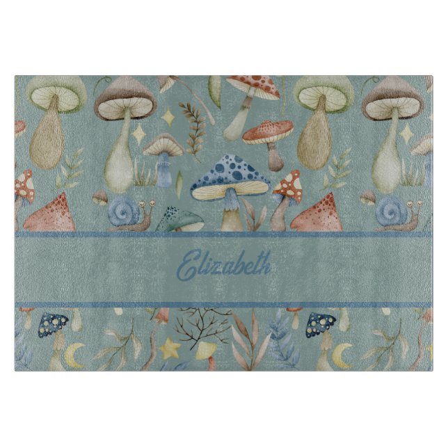 Magical Mushroom Mystical Hygge Personalised Cutting Board (Front)