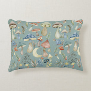 Magical Mushroom Mystical Sage Green Decorative Cushion