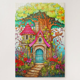 Magical Mushroom Treehouse Drawing Jigsaw Puzzle