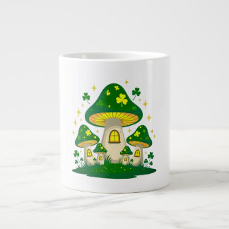 Magical Mushroom Village With Glowing Large Coffee Mug