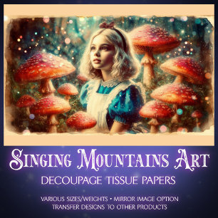 Magical Mushroom Wonderland and Alice Decoupage Tissue Paper