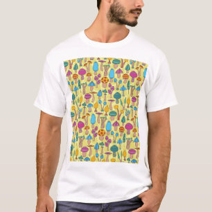Magical Mushrooms Doodle Seamless Pattern T-Shirt