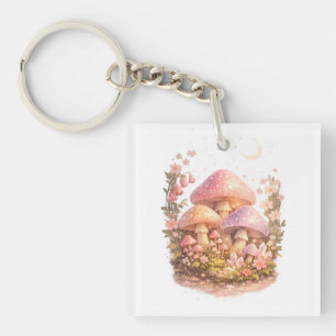 Magical Mushrooms Pastel Fairy Cottagecore Vibes Key Ring
