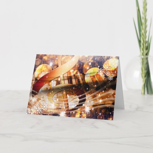 magical music note piano teacher festive holiday card (Front)