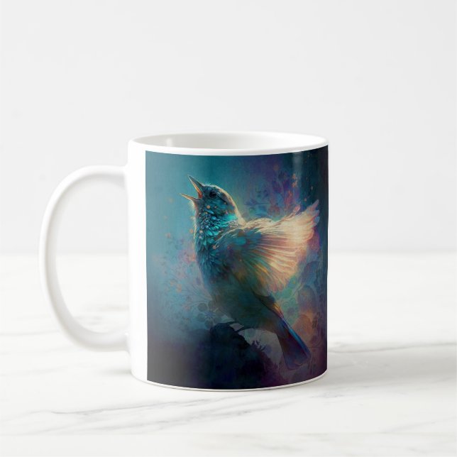 Magical Mystical Bird Singing Its Song Coffee Mug (Left)
