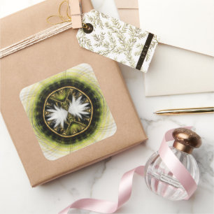 Magical mystical fractal bright pattern square sticker