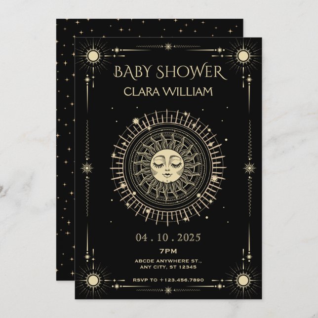 Magical mystical tarot boho sun Baby Shower Invitation (Front/Back)