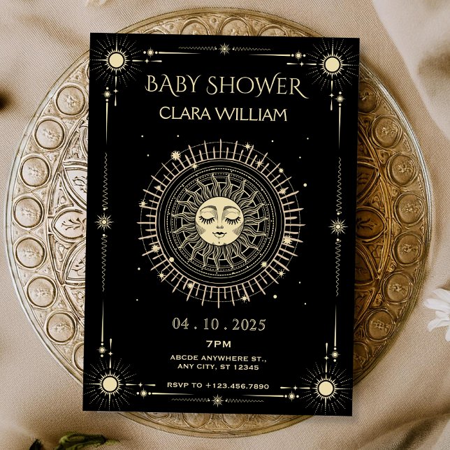 Magical mystical tarot boho sun Baby Shower Invitation (Creator Uploaded)