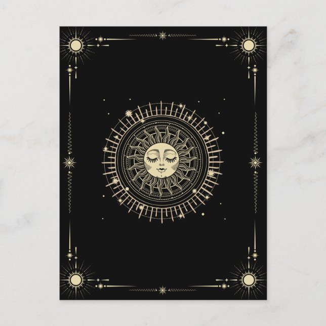 Magical mystical tarot boho sun postcard (Front)