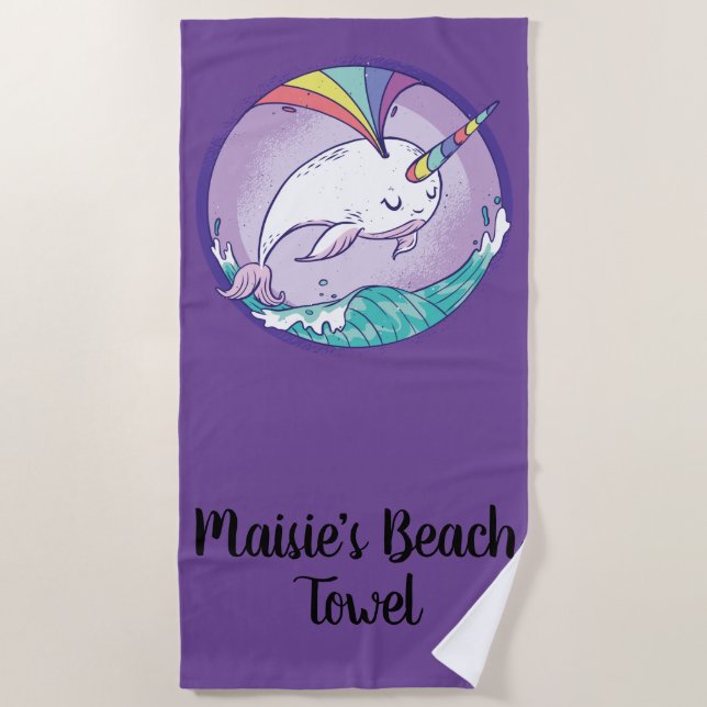 Magical Narwhal Beach Towel (Front)