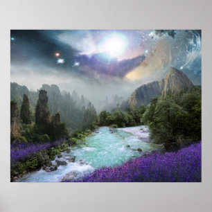 Magical Nature Landscape with Rushing Water Poster