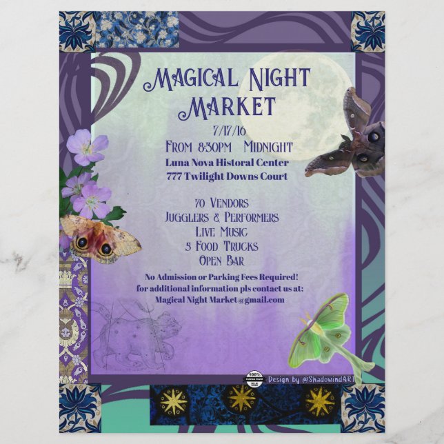 Magical Night Market Event Flyer Custom Letterhead (Front)