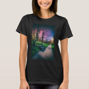 Magical night sky in a park with colourful sky T-Shirt