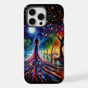 Magical night sky with glowing orbs lanterns art iPhone 15 pro max case