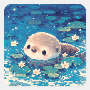 Magical Night Swimming Otter Sticker