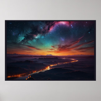 Magical Northern Lights Landscape Poster
