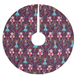Magical Nutcracker Pattern Red Brushed Polyester Tree Skirt