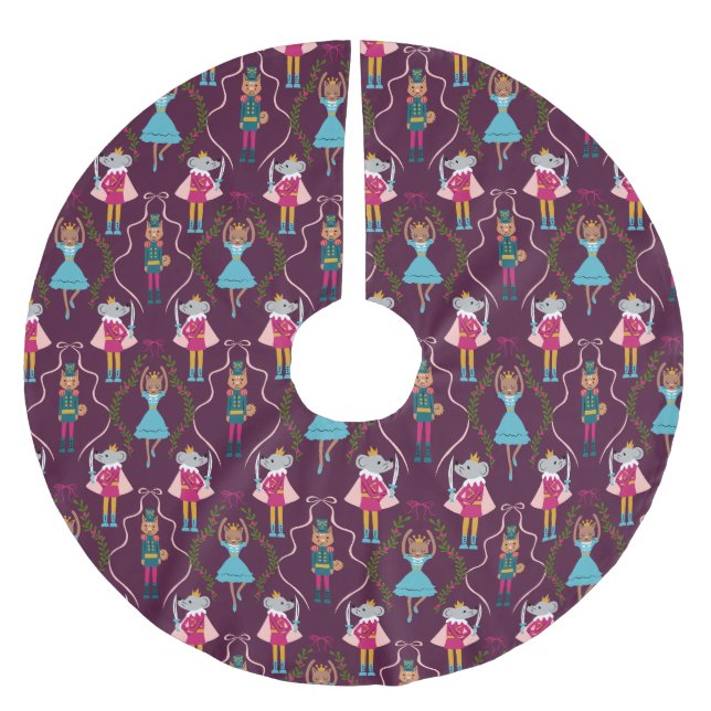 Magical Nutcracker Pattern Red Brushed Polyester Tree Skirt (Front)