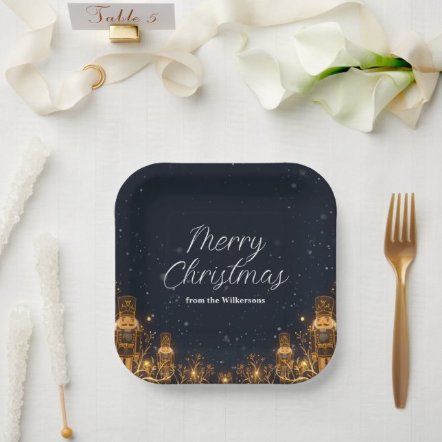 Magical Nutcracker Winter Night Custom Name Xmas Paper Plate (Wedding)
