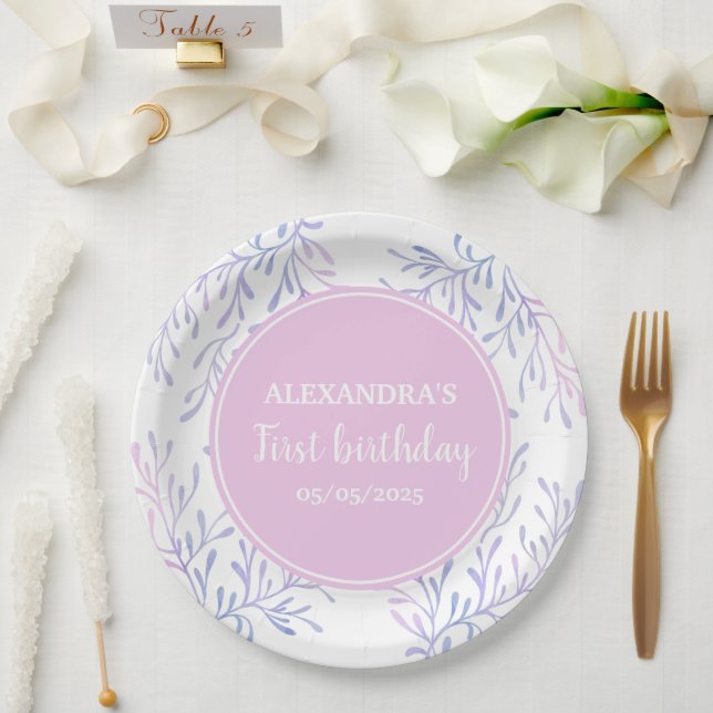 Magical Ocean Birthday Girl 1st Birthday Paper Plate (Wedding)