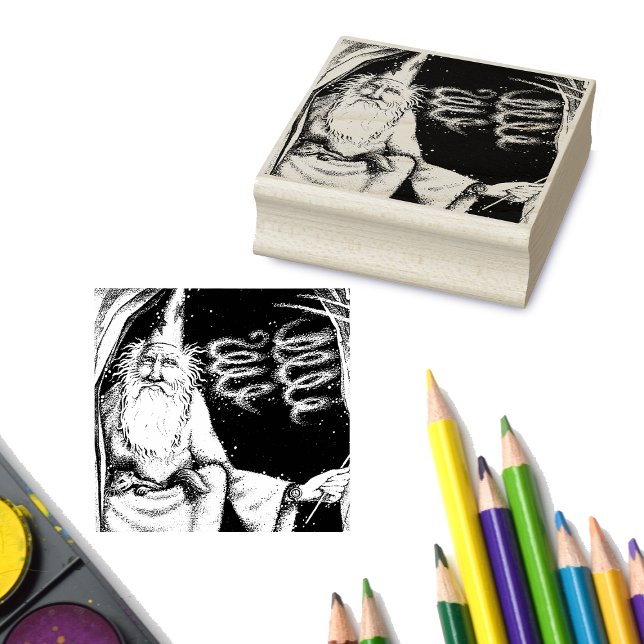 Magical Old Wizard in Cave With Ferret Watch Rubber Stamp (Magical old Wizard in cave ferret in lap wearing watch on rubber craft stamp.)