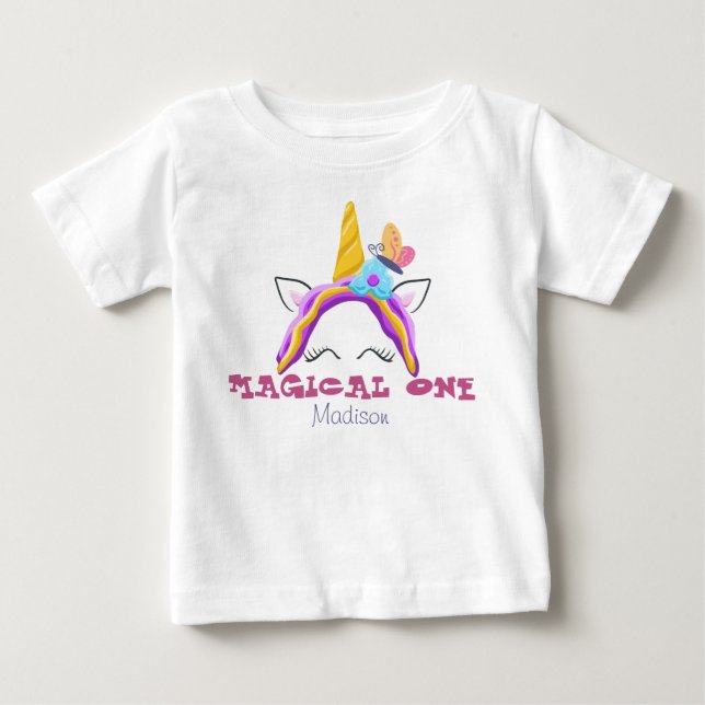 magical one baby first birthday personalised name T-Shirt (Front)