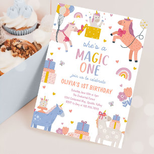 Magical One Unicorn 1st Birthday Party Invitation
