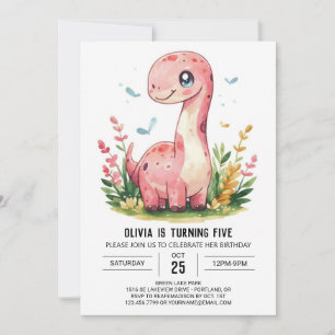 Magical Online Pastel Dinosaur Girl Birthday Invitation