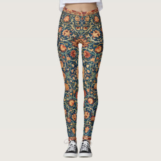Magical Oriental Rug Pattern in Blue and Red Leggings