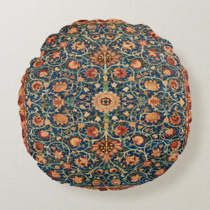 Magical Oriental Rug Pattern in Blue and Red Round Cushion