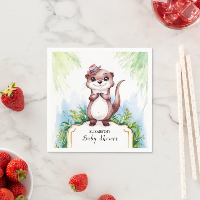 Magical Otter Baby Shower Napkin (Insitu)