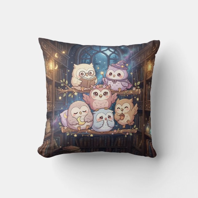 Magical Owl Library Pillow (Front)