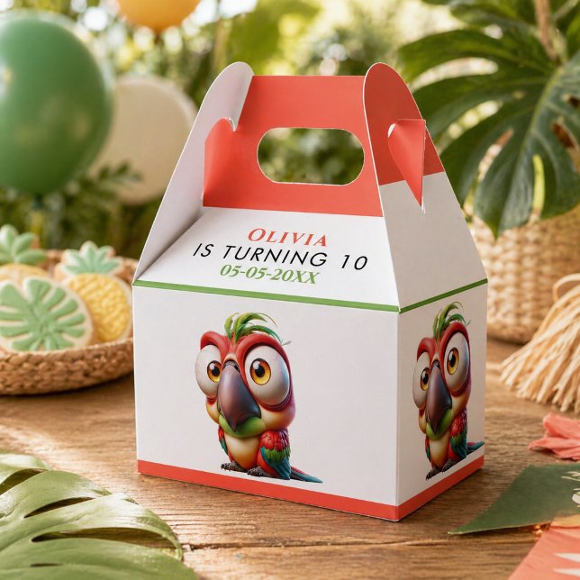  Magical Parrot Caricatures 1st Birthday Favour Box (Magical Parrot Caricatures 1st Birthday Favor Boxes)