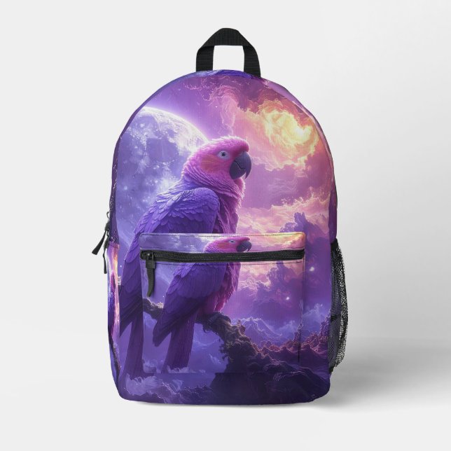 Magical Parrot Printed Backpack (Front)