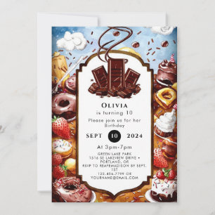 Magical Pastel Chocolate Birthday Invitation