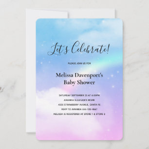 Magical Pastel Clouds and a Rainbow Baby Shower Invitation
