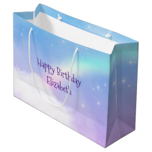 Magical Pastel Clouds and a Rainbow Birthday Large Gift Bag