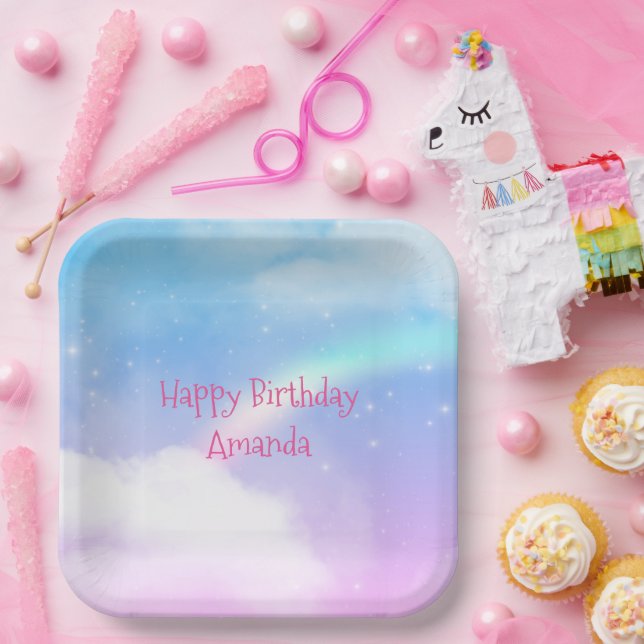 Magical Pastel Clouds and a Rainbow Birthday Paper Plate (Party)