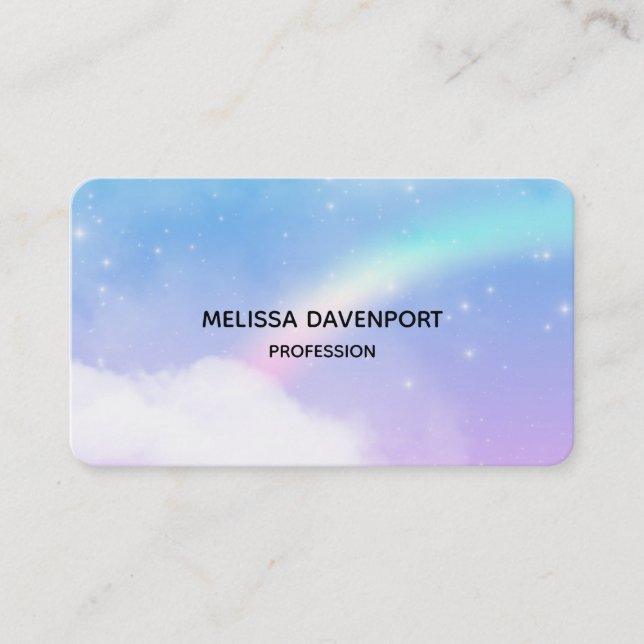 Magical Pastel Clouds and a Rainbow Business Card (Front)