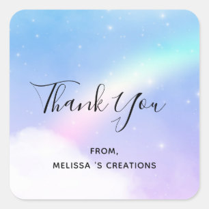 Magical Pastel Clouds and a Rainbow Business Square Sticker