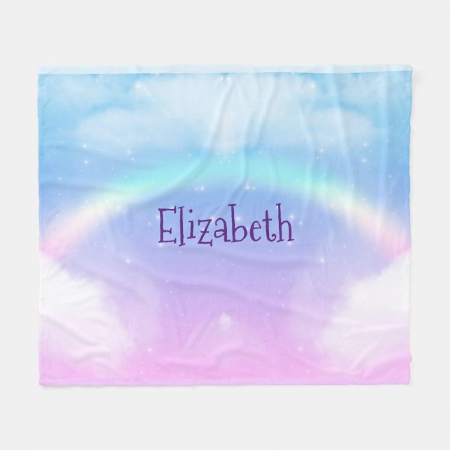 Magical Pastel Clouds and a Rainbow Fleece Blanket (Front (Horizontal))
