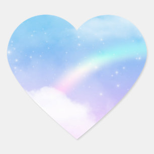 Magical Pastel Clouds and a Rainbow Heart Sticker