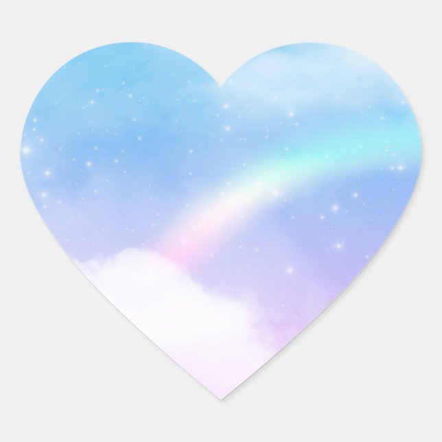 Magical Pastel Clouds and a Rainbow Heart Sticker (Front)
