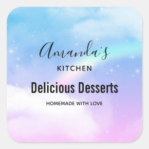 Magical Pastel Clouds and a Rainbow Kitchen Square Sticker