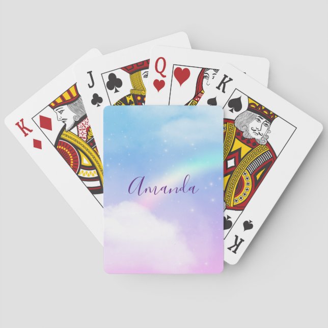 Magical Pastel Clouds and a Rainbow Playing Cards (Back)