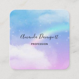 Magical Pastel Clouds and a Rainbow Square Business Card