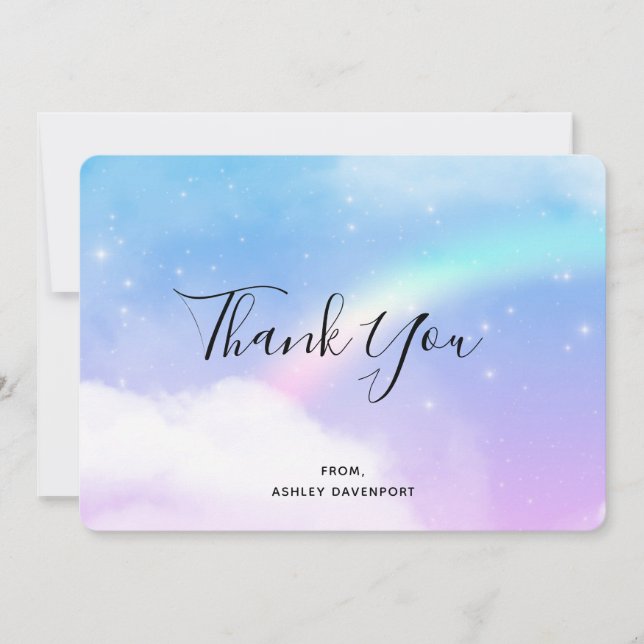 Magical Pastel Clouds and a Rainbow Thank You Card (Front)