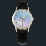 Magical Pastel Clouds and a Rainbow Watch<br><div class="desc">A watch with a soft and lovely background image. Pastel blues and pink clouds with a magical rainbow.</div>