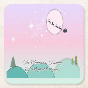 Magical Pastel Moonlit Delight Square Paper Coaster